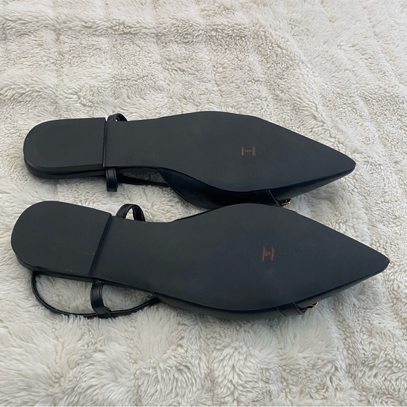 Justfab Just Fab Pointed Toe Black Slingback Flats w/ Gold Accent New Size 9 - Picture 9 of 12